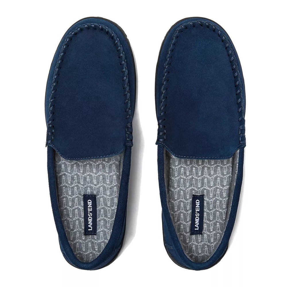 Lands end slip on suede moccasin flannel lined indoor / outdoor by lands end 8